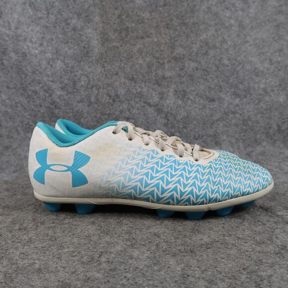 Under Armour Shoes Kids 2Y Soccer Cleats Athletic Sport Lace Up Blue White Youth - Picture 1 of 12